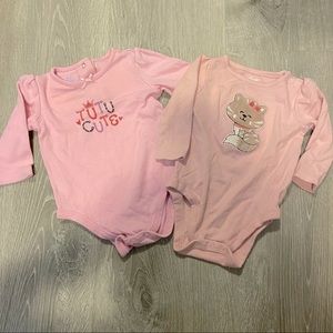 Garanimals & Small Wonders baby girl long sleeved pink onesies 2 pack size 3-6M